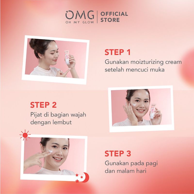 OMG Oh My Glow Peach Glowing Cream with Double Sunscreen Filter / Pelembab Wajah 7,5g &amp; 25g