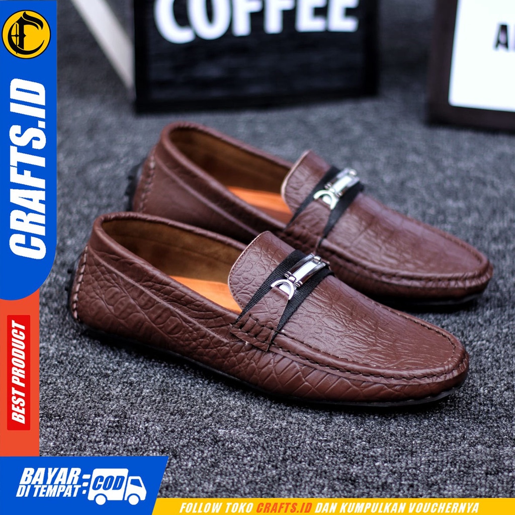 Crafts Granolah - Sepatu Kulit Casual Slip On Kerja Pria