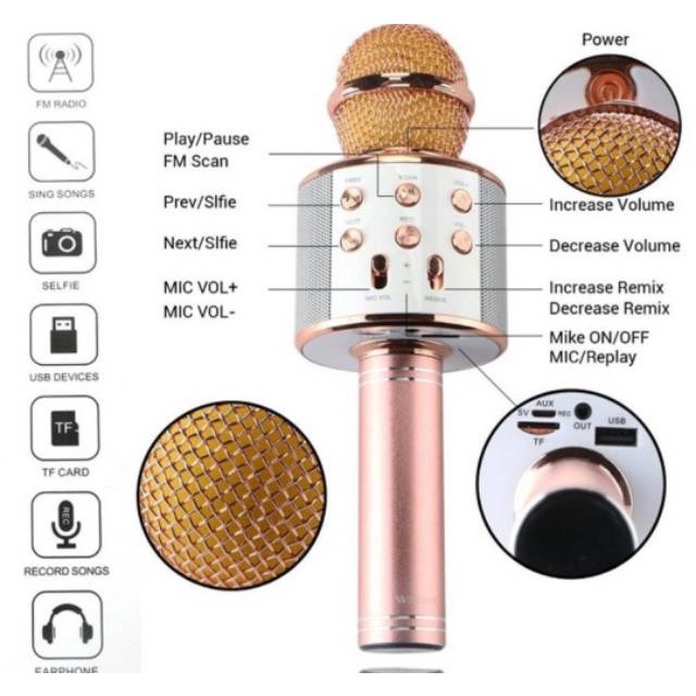 WIRELESS MICROPHONE HIFI SPEAKER/ MIC BLUETOOTH WS-858 WS858 WS 858 / MIC & SPEAKER