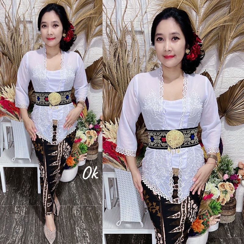 kebaya jadi bordir motif daun kerawang