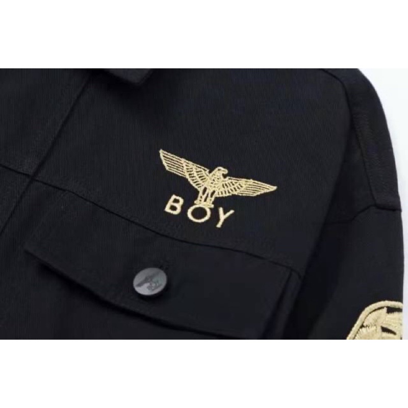 BOY27 JAKET JEANS BOY LONDON WINGS BORDIR GOLD IMPORT PRIA WANITA ASIA EROPA KOREA AMERIKA