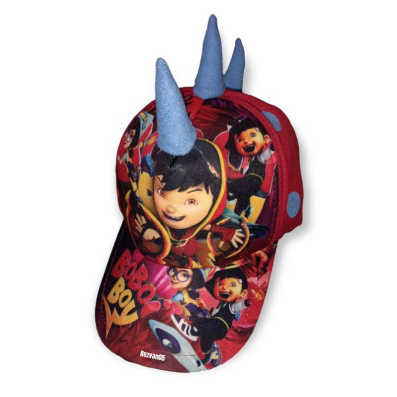 TOPI ANAK KARAKTER BOBOIBOY TANDUK,TOPI ANAK PRINT DEPAN ,TOPI ANAK USIA 2-7TAHUN-BOBOIBOY .11