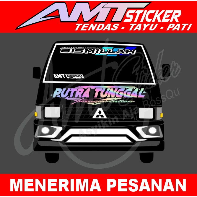 STICKER TULISAN NAMA DEPAN HOLOGRAM MOBIL PICK UP STIKER DADA DEPAN STICKER KACA