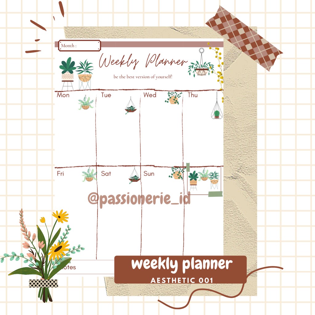 

Weekly Planner Aesthetic Isi Insert Binder A5 set 6 Bulan