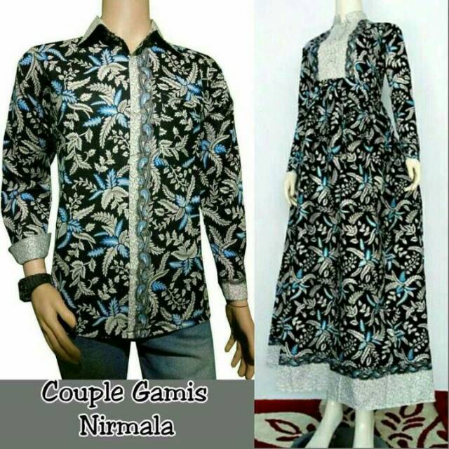 Couple gamis batik blarak - gamis blarak - kemeja batik blarak