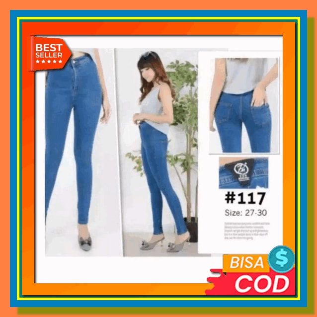 Baggy Pants Combed Street Celana Chino Wanita Pinggang Karet Melingkar Tr - Hw Jeans Basic 27-34 / H