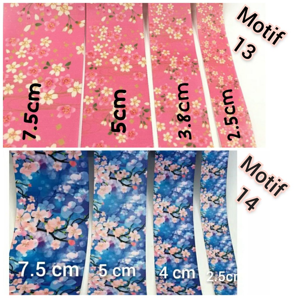 1 YARD  - PITA GROSGRAIN MOTIF BUNGA IMPORT PREMIUM