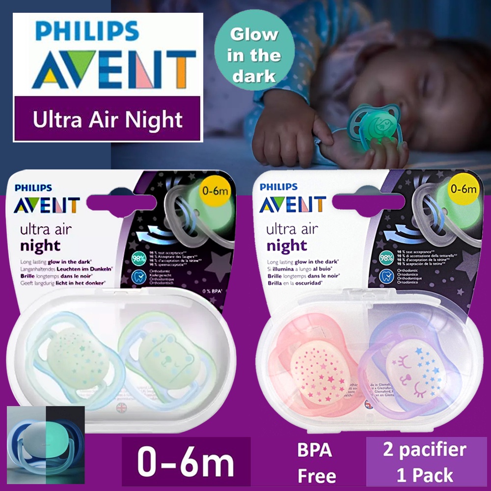 Philips Avent Ultra Air Night Pacifier Dot Empeng Bayi Newborn 0-6m