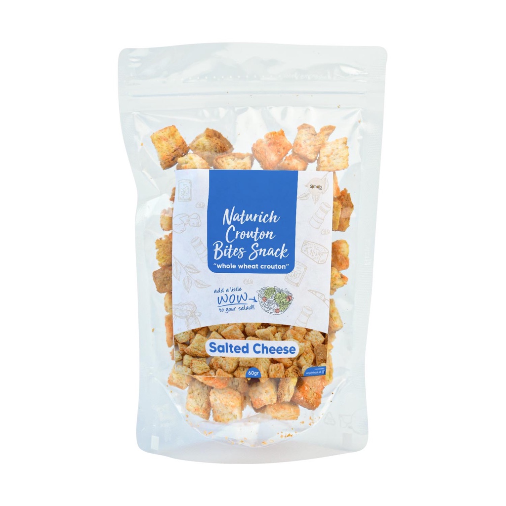 

Simply Premium Crouton Bites Snack Salted Cheese 60 Gr