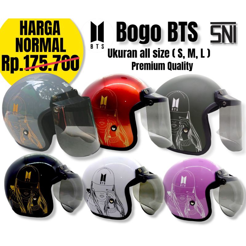 Helm Bogo SNI HELM BTS KACA CEMBUNG Pria Wanita Motor SNI Helm BTS Dewasa