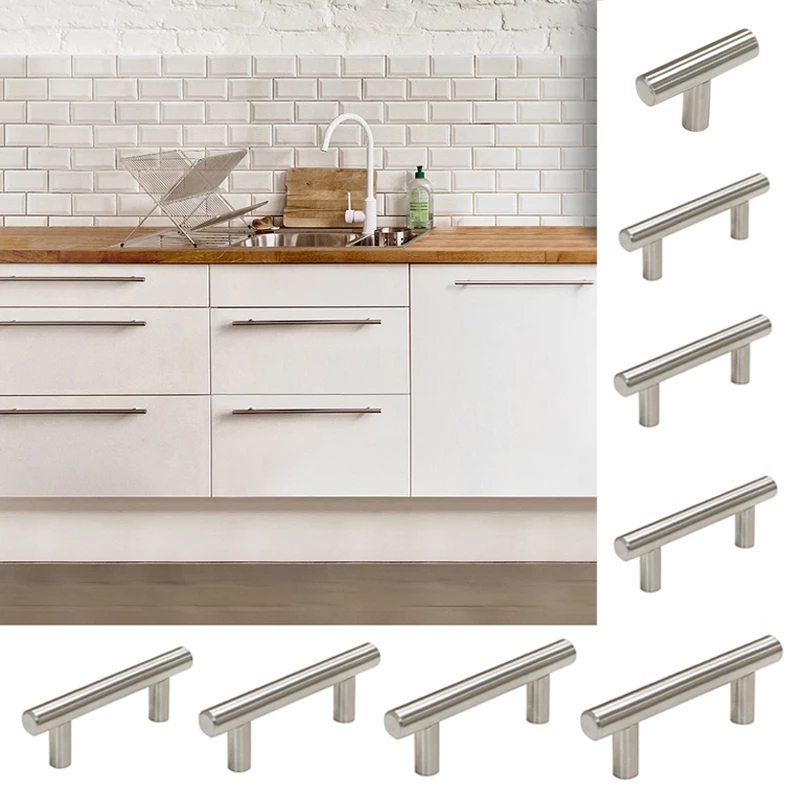 Handle Pintu Dapur Stainless Steel Lemari T Bar T shaped Pull Knob Furniture Knob Gagang Laci Lemari