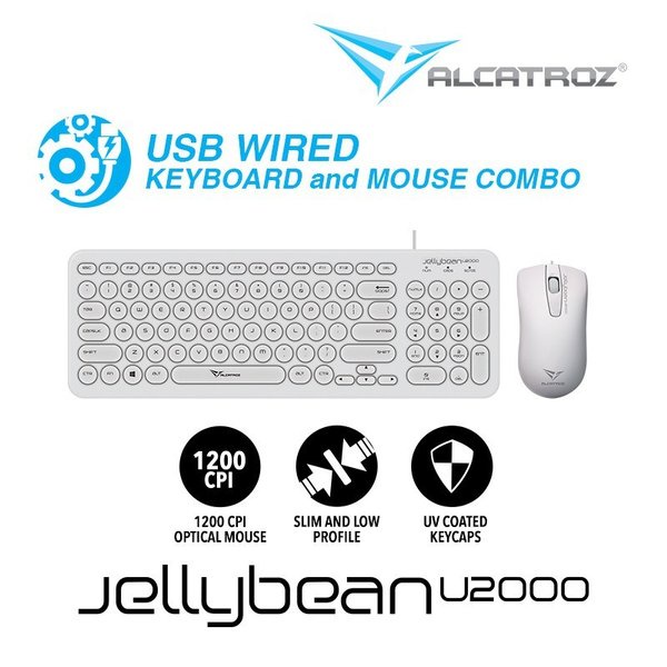 Keyboard Mouse Alcatroz Jellybean U2000 Combo USB Wired 1200CPI