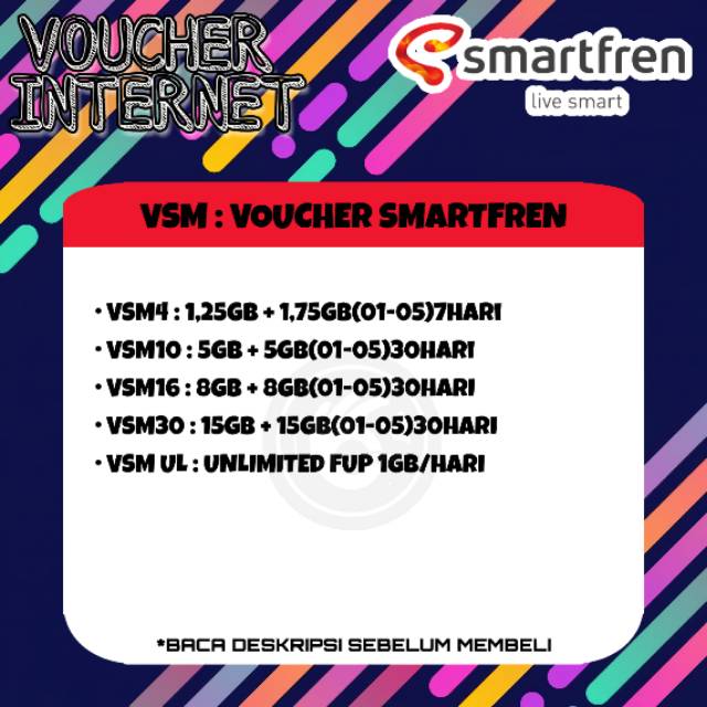 Voucher Smartfren 4GB 10GB 16GB 30GB Unlimited
