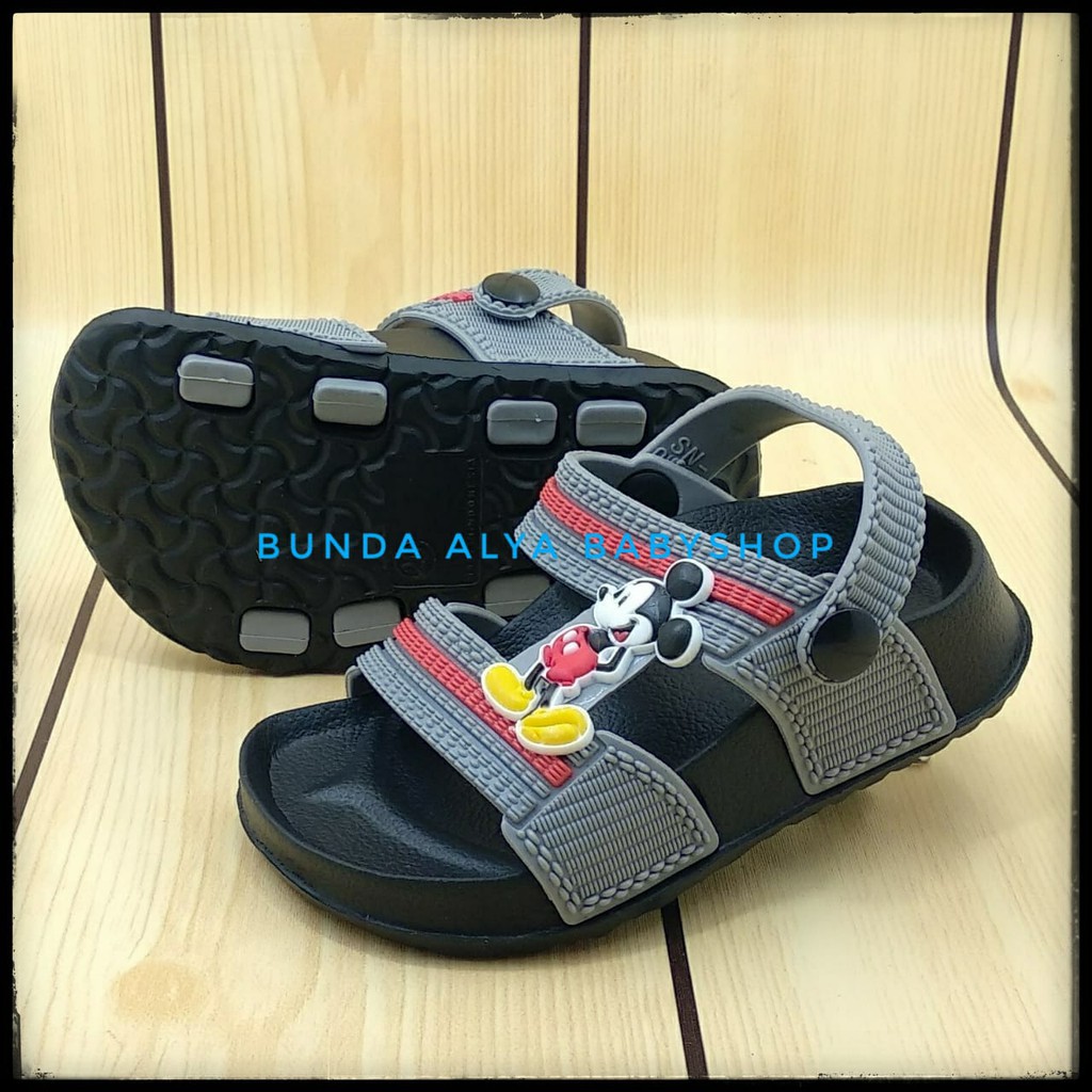 Sendal Anak Laki Laki Usia 2 Tahunan Kartun ABU Alas Karet - Sepatu Sandal Anak Cowok Karet Anti Slip Size 23 - 25