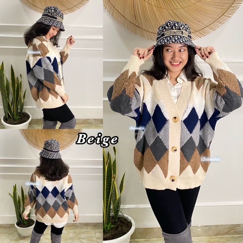 Kardigan rajut wanita import korea Anna knitted cardigan woman winter musim dingin tebal hangat