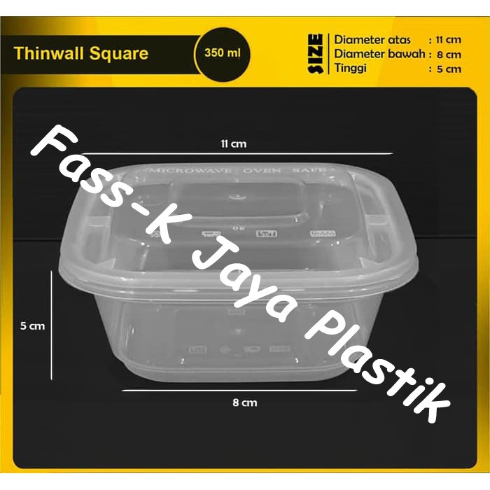 Thinwall 350ml SQ / Thinwall 350ml Kotak Persegi / Kotak Thinwall 350ml Square