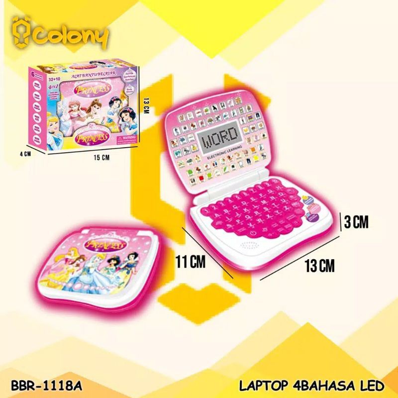 ALAT BANTU BELAJAR MAINAN ANAK LAPTOP 4 BAHASA MINI