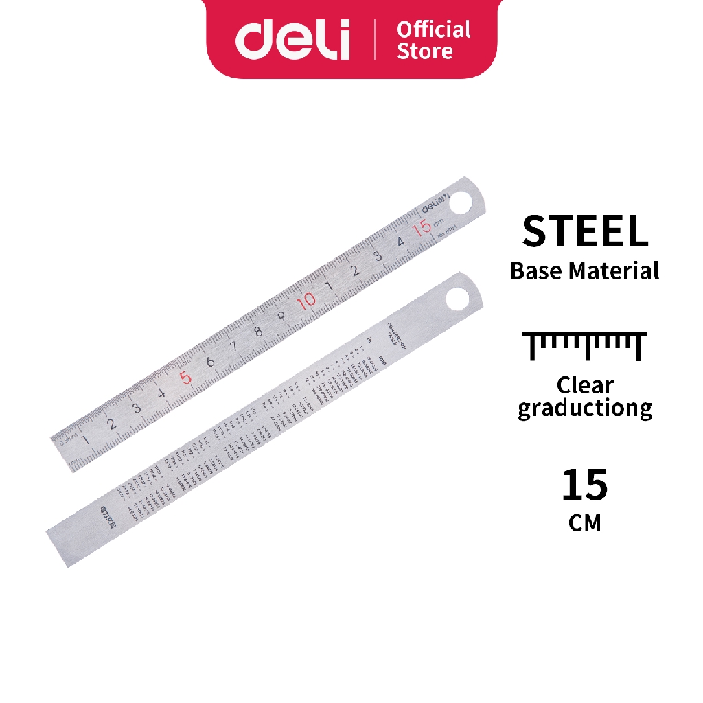 

Deli Penggaris baja berkualitas tinggi tahan gores 15 20 30 50cm 8461