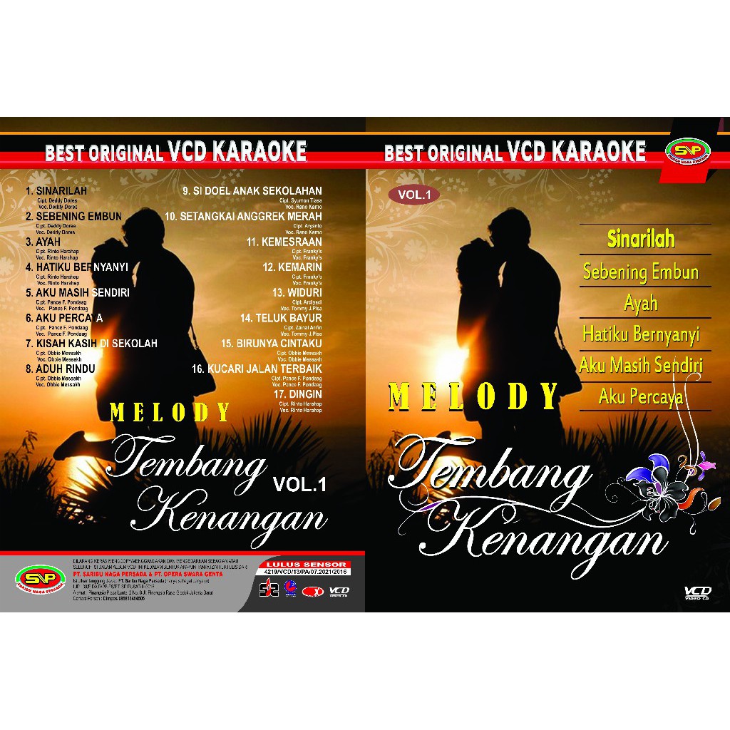 VCD Original Pop Kenangan - Melodi Tembang Kenangan Vol 1