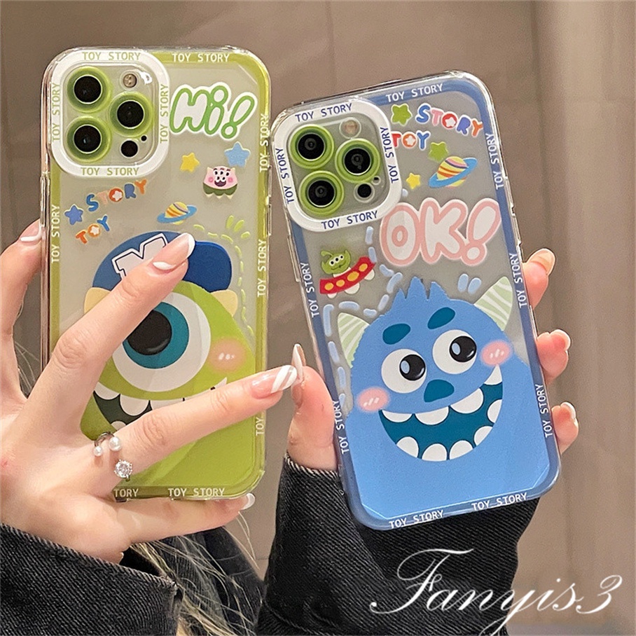 Realme C55 C35 C31 9 Pro+ C25Y C21Y C25 C25s C12 C21 C20 C20A C11 C17 7i C15 8 7 6 5 Pro 8i 5i 5s 6i Narzo 50A 50i Cartoon Monster Phone Case Clear TPU Soft Cover