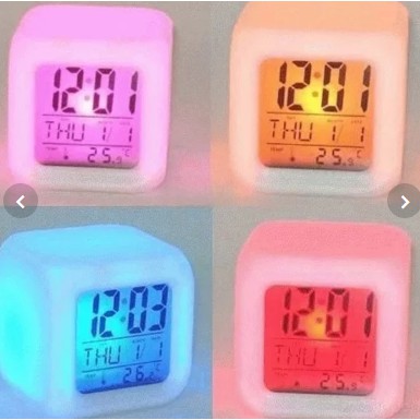 Moody Clock Jam Kubus Polos 7 Warna Digital Alarm Clock