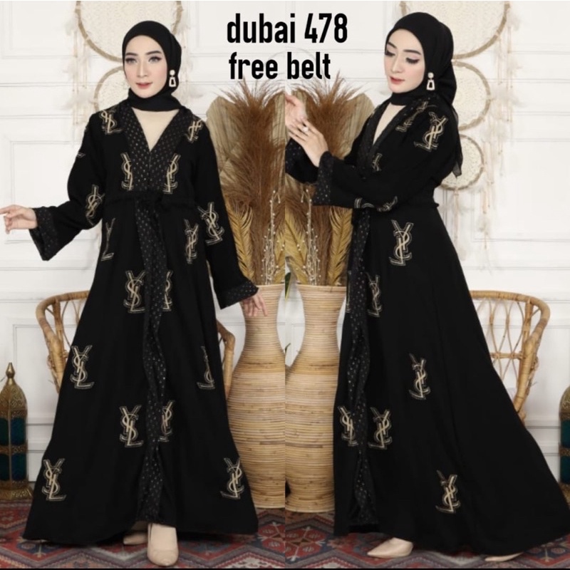 ABAYA GAMIS IMPORT WANITA DUBAI TURKEY ORIGINAL ELEGANT MEWAH YSL