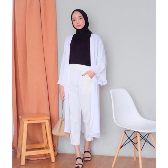 YOONA OUTER CARDIGAN / OUTER WANITA / WARNA PUTIH MOCCA BIRU DUSTY ARMY / MONOCHROME FASHION