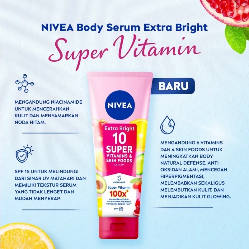 Jual Nivea Extra Bright Body Serum Super Vitamin Skin Food