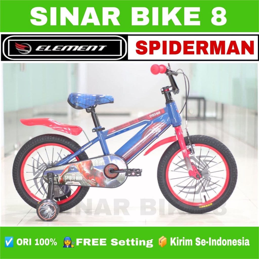 Sepeda Anak Laki Bmx ELEMENT SPIDERMAN Ukuran 12&quot; 16&quot; dan 18 Inch