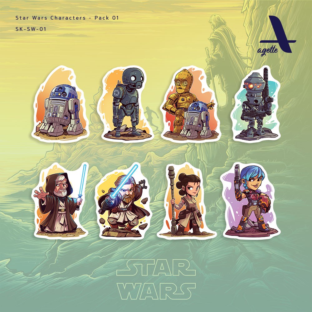 

8 PCS - Stiker Star Wars - 01 - Laminasi - Waterproof Sticker