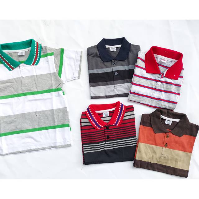 Kaos Kerah Anak Polo Salur Stripe Katun Premium