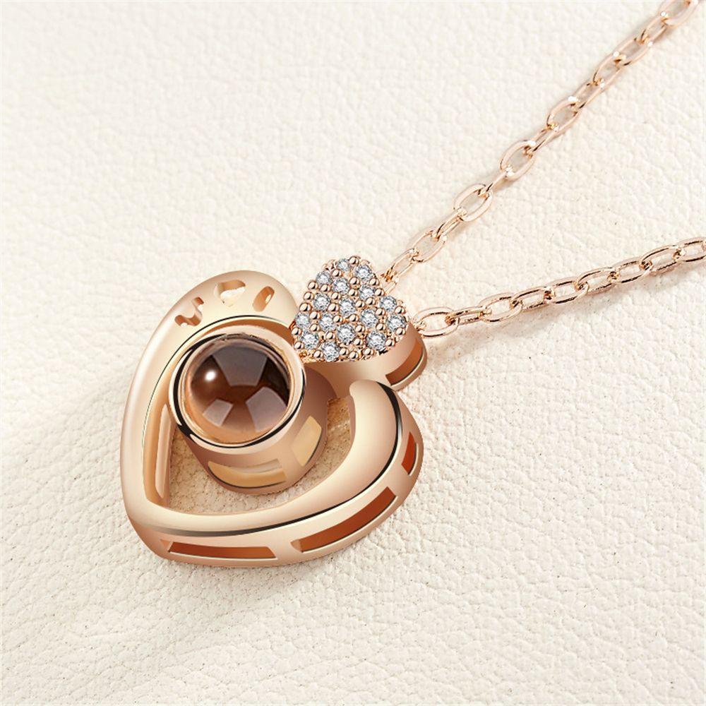 R-flower Projection Necklace Jewelry Collier Pendant Hari Valentine Masa Kini Kristal Romantis I love You