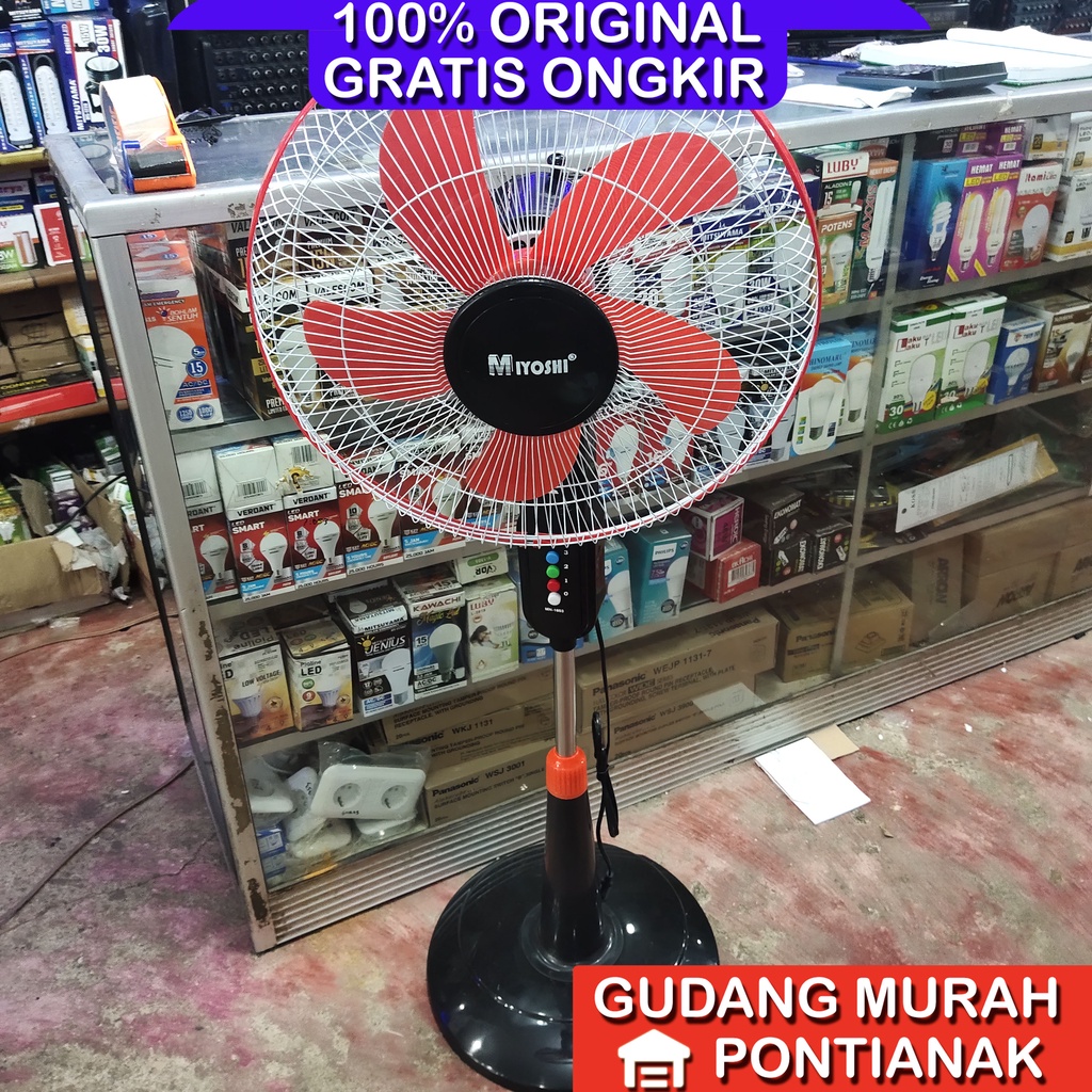 Kipas Angin Merah Miyoshi YASAKA 5sayap 16 inch Standa fan berdiri