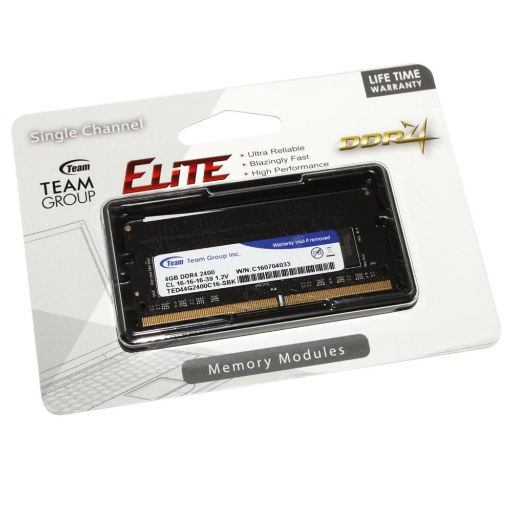 TEAM ELITE SO-DIMM DDR4 4GB 2400Mhz LAPTOP MEMORY - TED44G2400C16-SBK Terbaik
