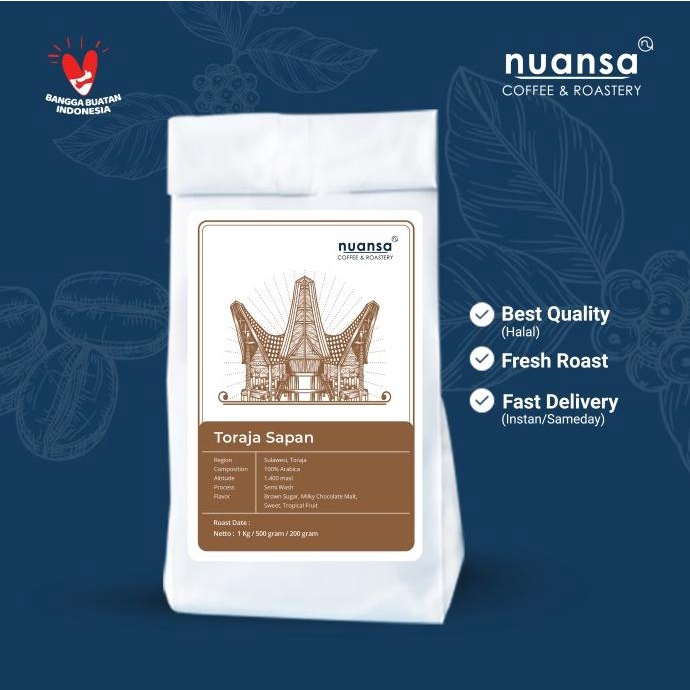 

Toraja Sapan Arabica Grade 1 (Biji/Bubuk) Kopi Roasted Beans - 500Gr