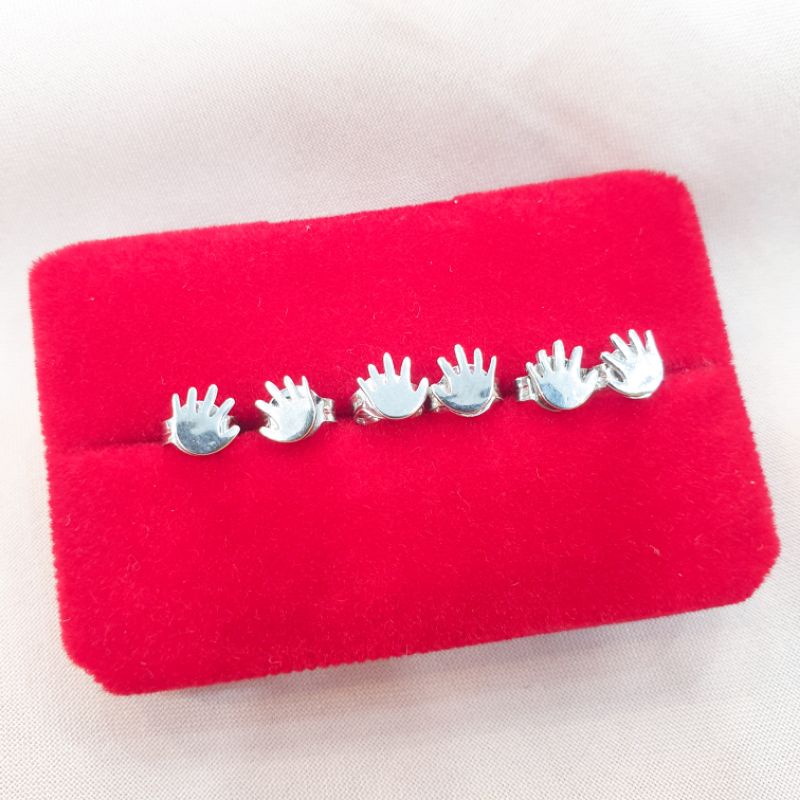 Anting giwang tusuk emas putih model tangan emas asli kadar 375 8K