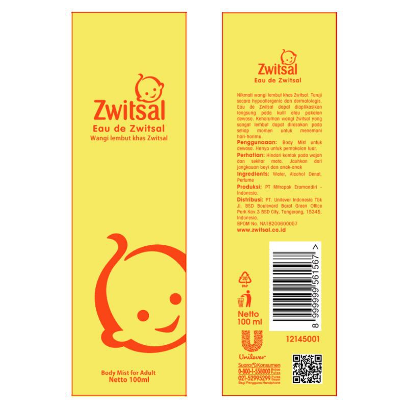 Zwitsal Eau De Toilette 100 Ml - Parfum Eau De Toilette, Parfum Pakaian Aroma Bayi