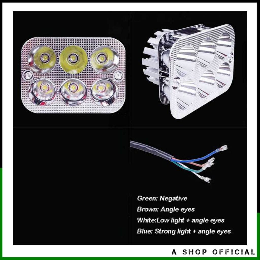 Lampu Motor Bentuk Kotak 6 LED 6W