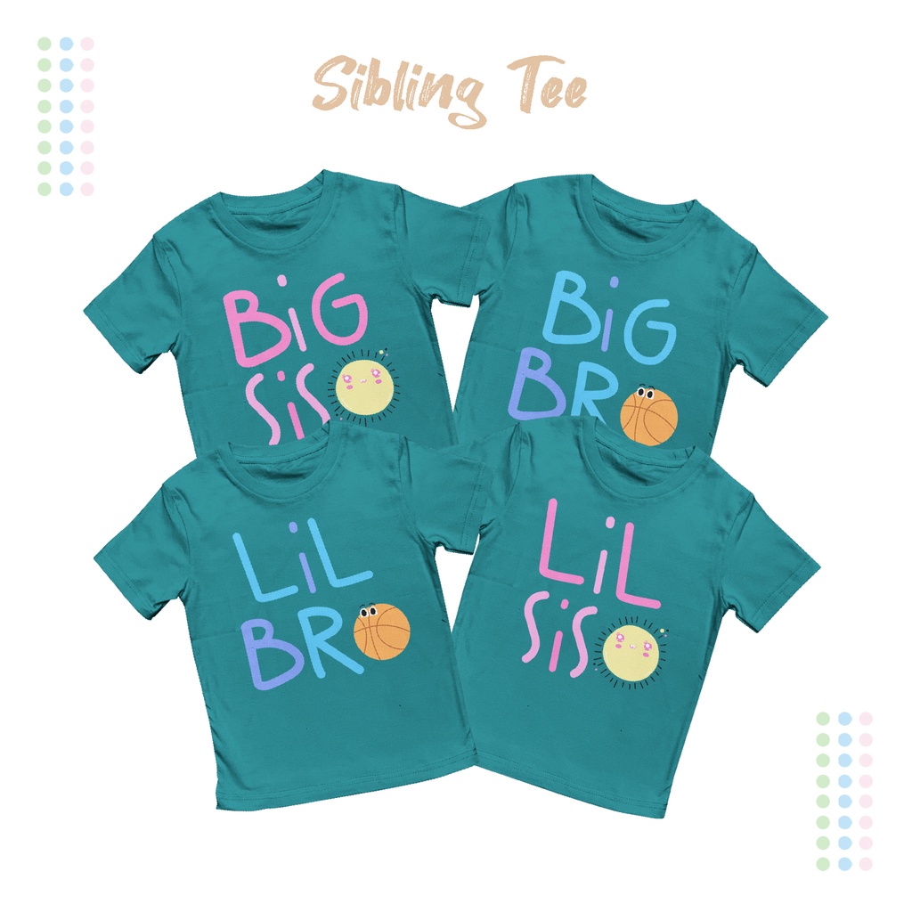 Kaos Couple Anak 1-12 Tahun Laki Laki Perempuan Unisex Sibling Tee Series Bro &amp; Sis Ball And Sun