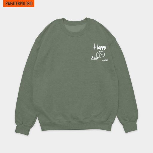 SWEATERPOLOSID Basic Sweater Happy Bake Someone (Bordir Dada Kiri) M - XXL (Pria & Wanita)-OLIVE
