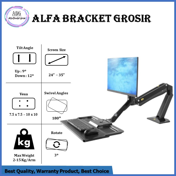 Bracket Monitor Meja Arm monitor 24 27 30 32 35 inch North Bayou FC40