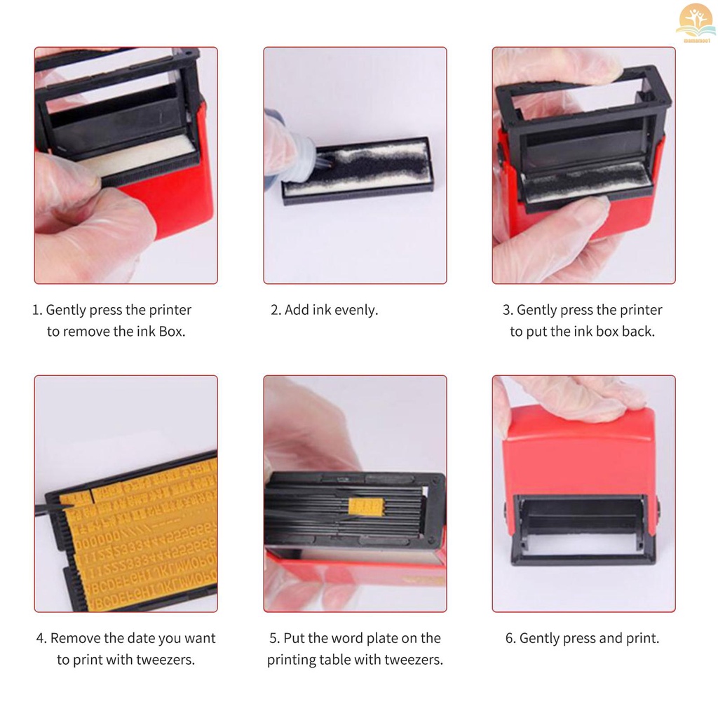 Portable Handheld Coding Machine Manual Date Stamp Printer Ink Date Printing for Food Plastic Bag Bottle Metal Cans Paper Production Expiry Date Print