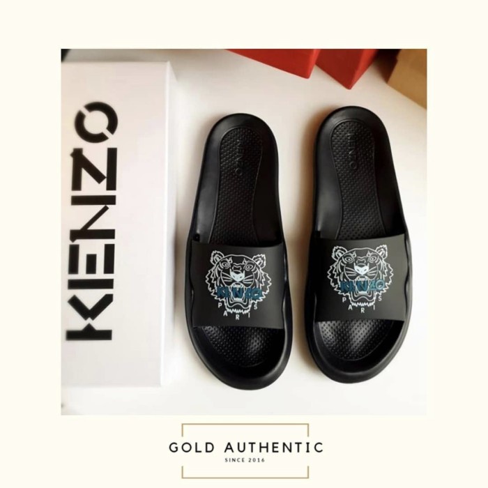 KENZO MEN TIGER LOGO SANDAL IN BLACK SIZE 41 GRATIS ONGKIR