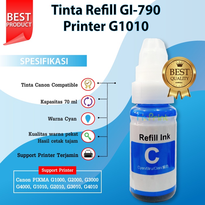 Tinta Refill GI790 GI 790 Canon G1010 G1000 G2000 G3000 G4000 G2010