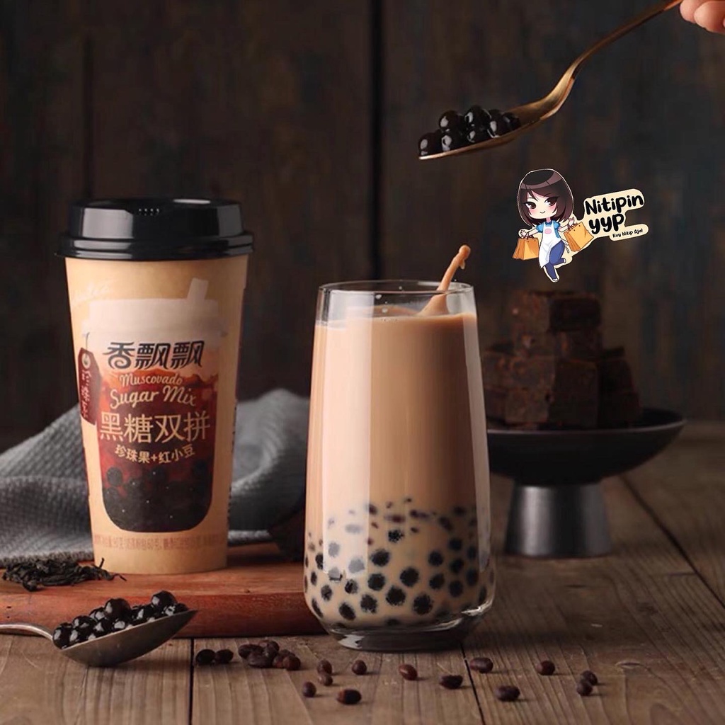 [4 VARIAN] Boba Bubble Milk Tea XIANG PIAO PIAO - Xiang Piao Piao Milktea Siap Minum, Minuman Gelas Siap Saji China Pearl Boba (85-90gr)