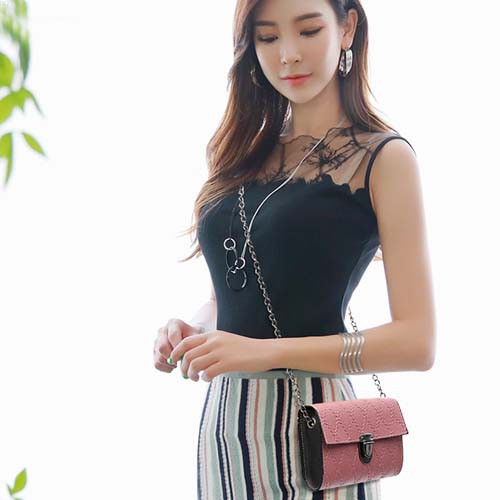 tas selempang kulit embos wanita chain sling bag cewek rantai (3G5) bta366