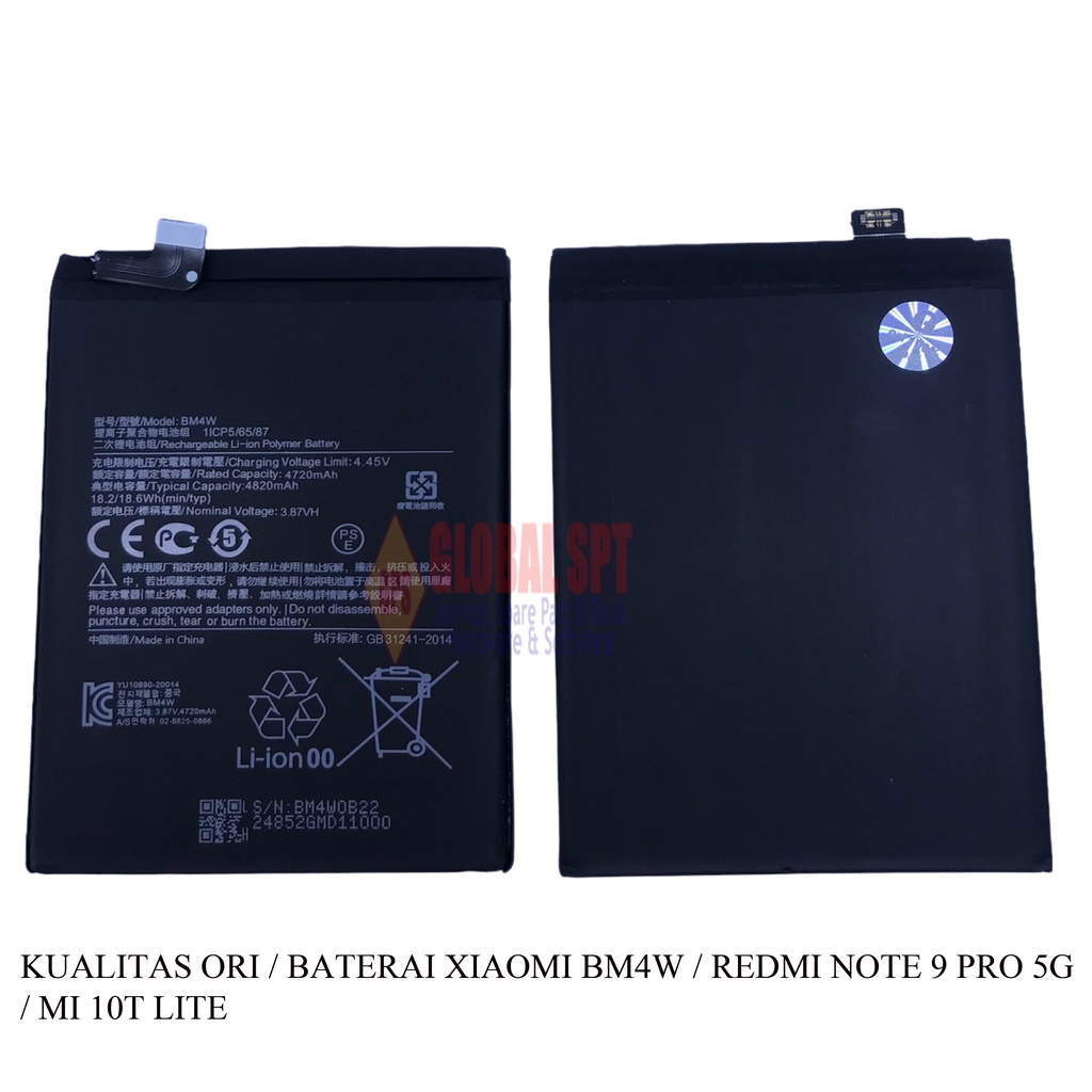 KUALITAS ORI / BATERAI XIAOMI BM4W / BATRE / BATERE XIAOMI REDMINOTE 9 PRO 5G / MI 10T LITE