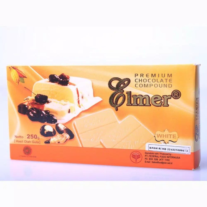 

ELMER WHITE CHOCOLATE COMPOUND CLASSIC COKLAT SOKLAT PUTIH KOMPON UNTUK CETAK SERUT KRIM COKELAT ISIAN MOUSSE DEKORASI BAKING BAKERY PASTRY ROTI KUE KERING BASAH CAKE TART 250 GRAM 250GR TERMURAH TERLARIS EXPIRED LAMA ENAK MANIS BPOM HALAL ORIGINAL