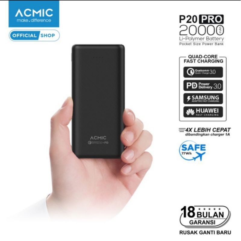 ACMIC P20 PRO POWERBANK 20000mAh Ouick Charge 3.0