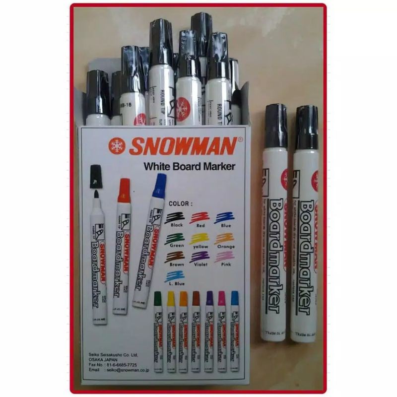 

Snowman Spidol Whiteboard BG-12 Black/Blue/Red / Spidol Papan Tulis